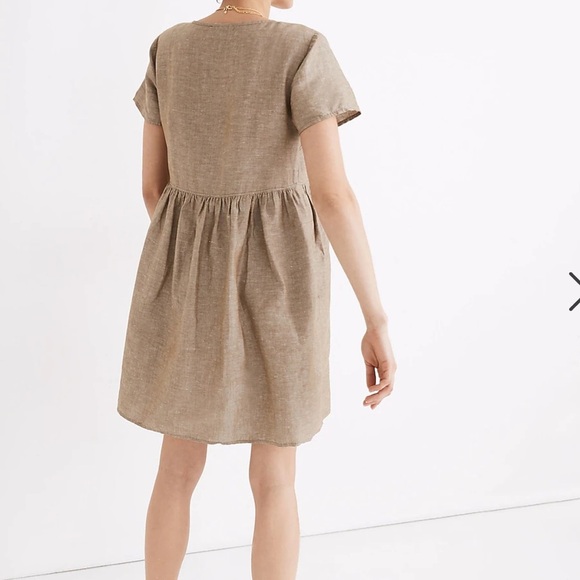 Madewell Linen Blend Alexandra Button Front Mini Unlined Dress Short Sleeve - Picture 3 of 11